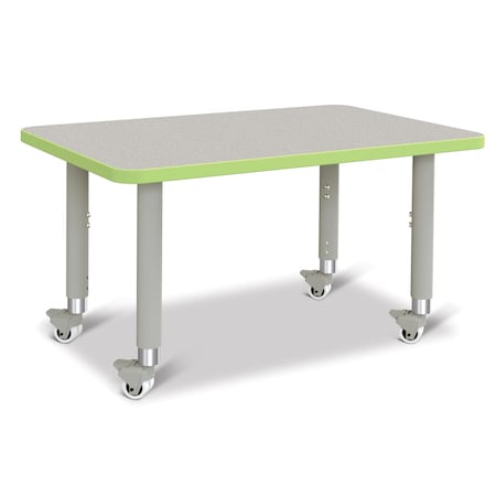 Jonti-Craft Berries Rectangle Activity Table, 24 in. x 36 in., Mobile, Freckled Gray/Key Lime/Gray 6478JCM130